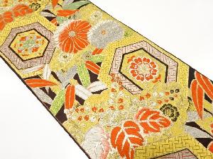 アンティーク　雲に菊桐竹笹模様織出し袋帯（材料）